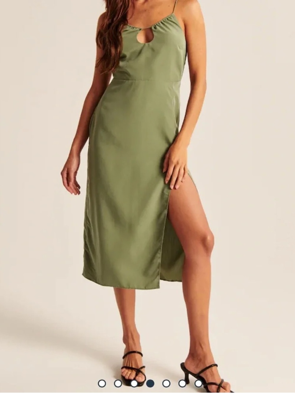 Abercrombie olive green midi slit dress